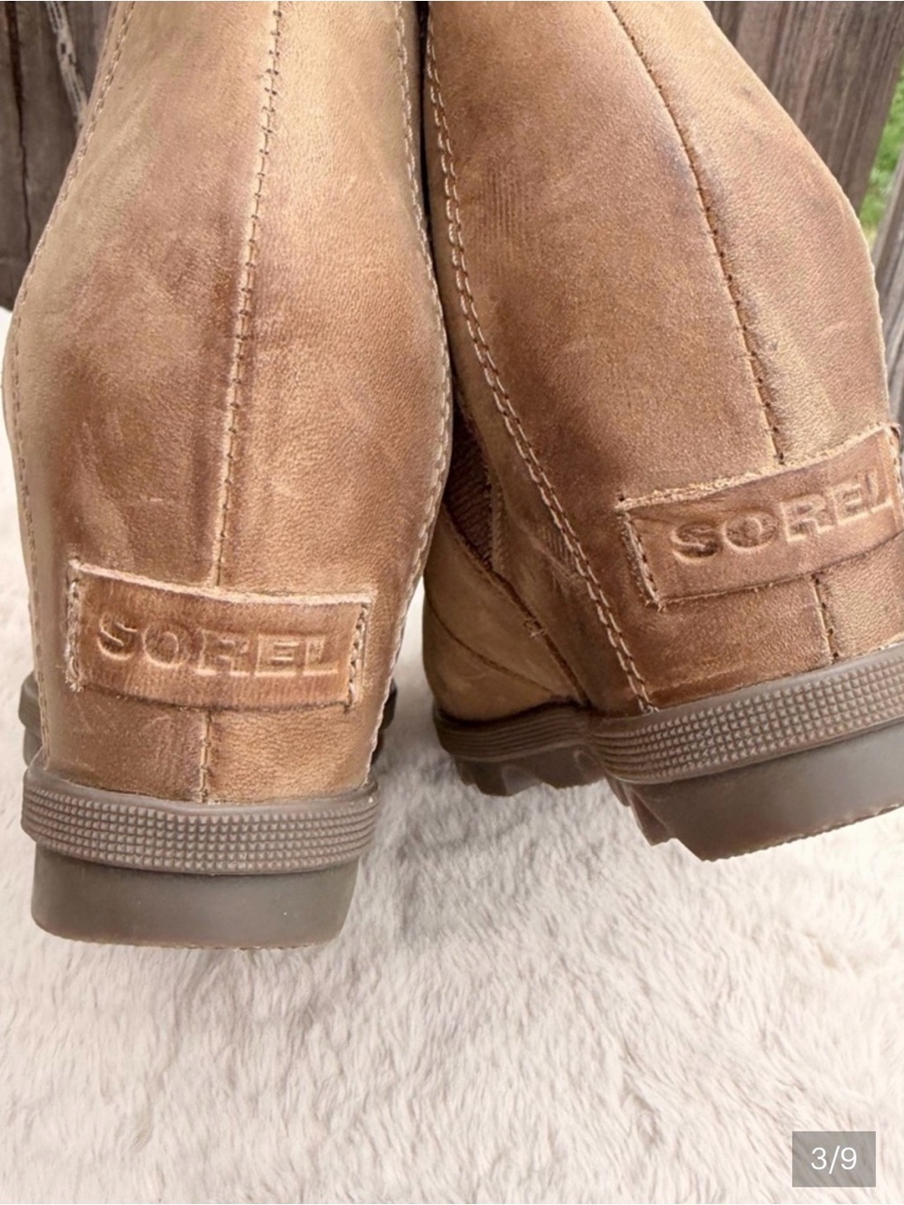 Sorel Joan Of Arctic Wedge Chelsea Boots Tan Size 8.5 - Picture 3 of 9